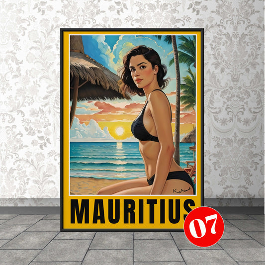 Mauritius Travel Print, Mauritius Travel Poster, Africa Travel Art, Caribbean Travel Art Poster, 07