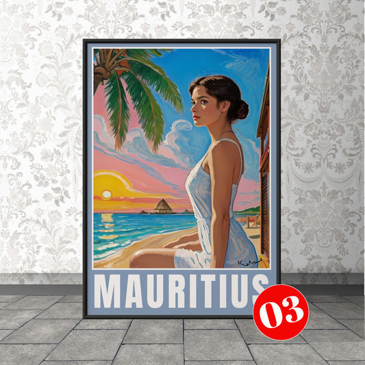 Mauritius Travel Print, Mauritius Travel Poster, Africa Travel Art, Caribbean Travel Art Poster, 03