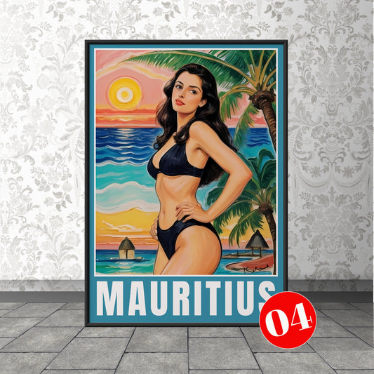 Mauritius Travel Print, Mauritius Travel Poster, Africa Travel Art, Caribbean Travel Art Poster, 04