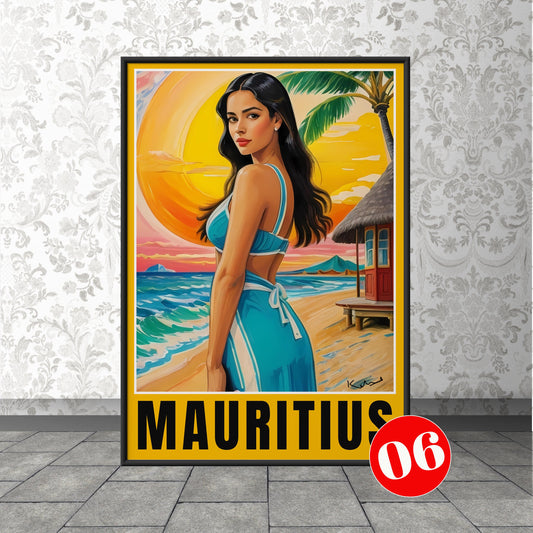 Mauritius Travel Print, Mauritius Travel Poster, Africa Travel Art, Caribbean Travel Art Poster, 06
