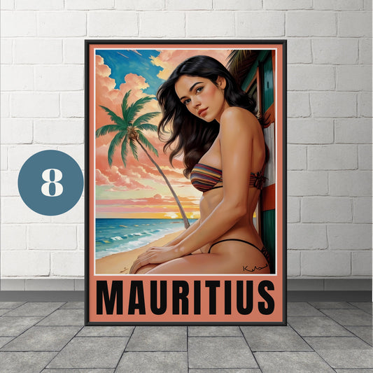 Mauritius Travel Print, Mauritius Travel Poster, Africa Travel Art, Caribbean Travel Art Poster, 08